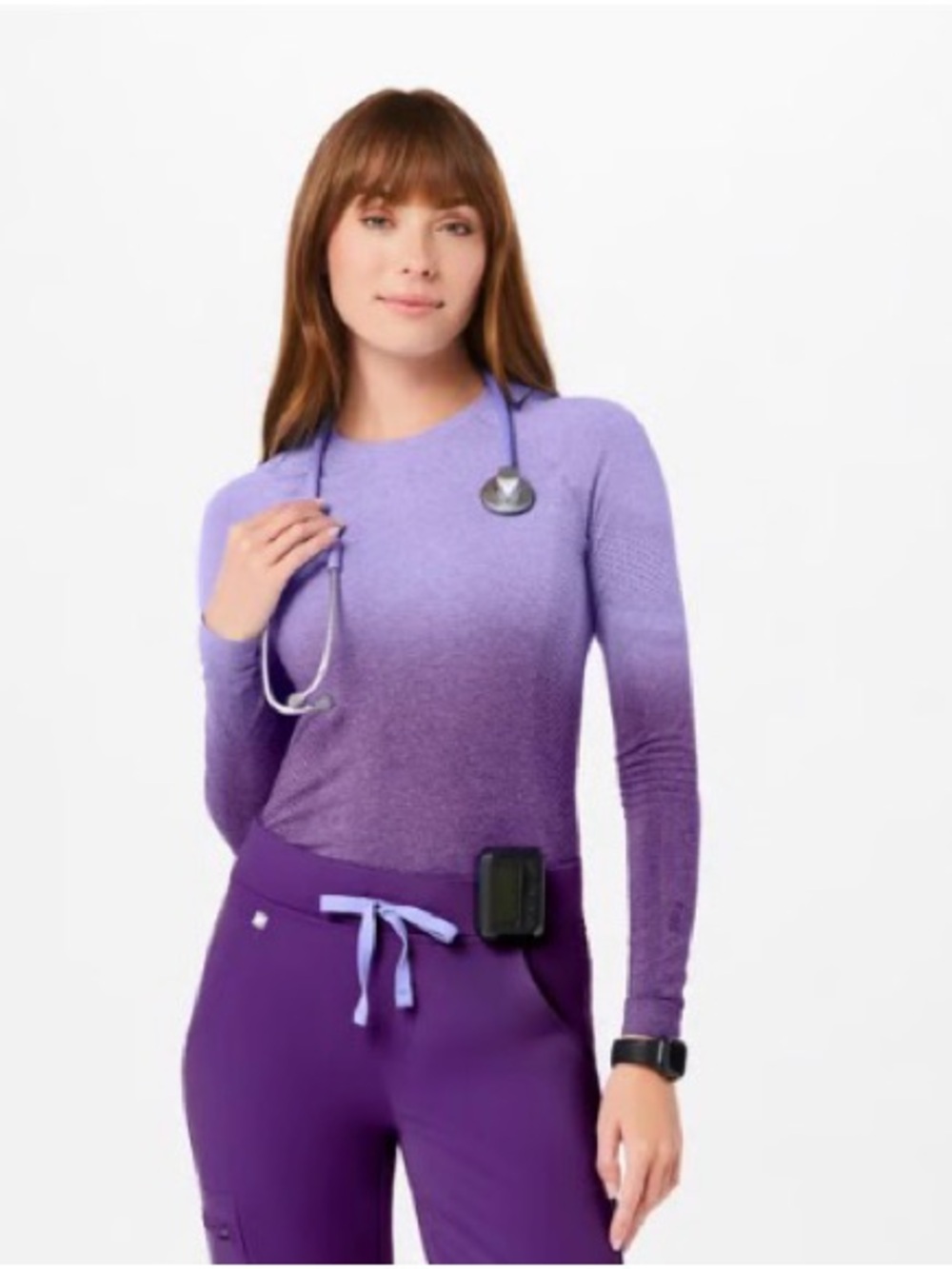 FIGS Ombre Lavender to Deep Purple Long-Sleeve Top
